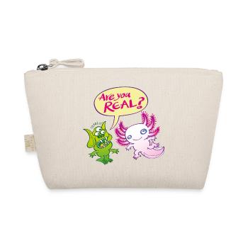 Alien surprised wonders if the axolotl is real - Organic Pouch - nature - Front