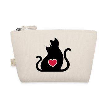 Katzen Liebe Verliebte / Cats in love / - Bio-Täschchen - Natur - Vorne