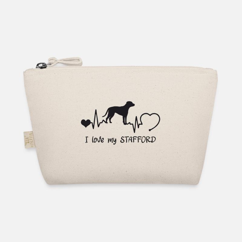 American Staffordshire Terrier mit Herzschlag - Bio-Täschchen - Natur