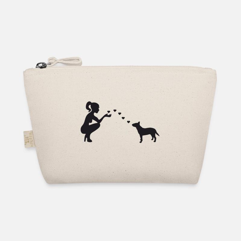 Bullterrier mit Frau - Bio-Täschchen - Natur