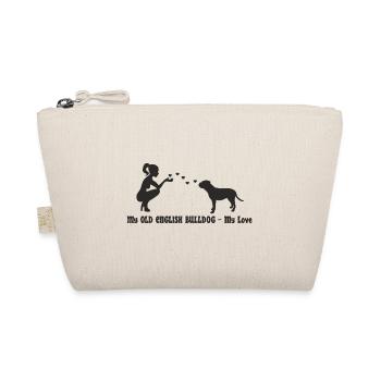 Old English Bulldog mit Frau - Bio-Täschchen - Natur - Vorne