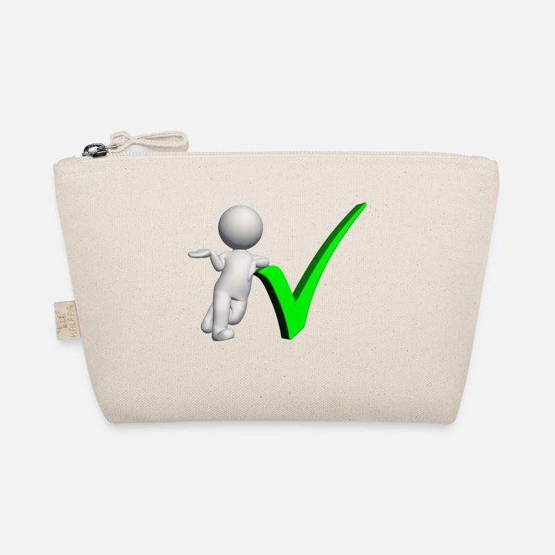3D figure with green check mark Organic Pouch