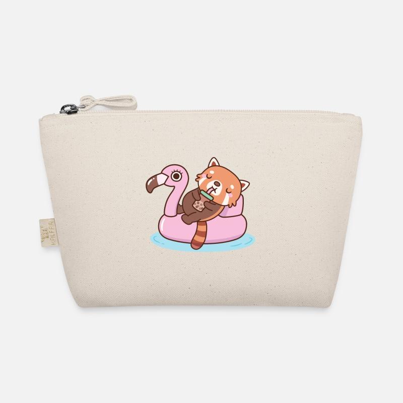 Cute Red Panda With Flamingo Pool Float Summer Organic Pouch