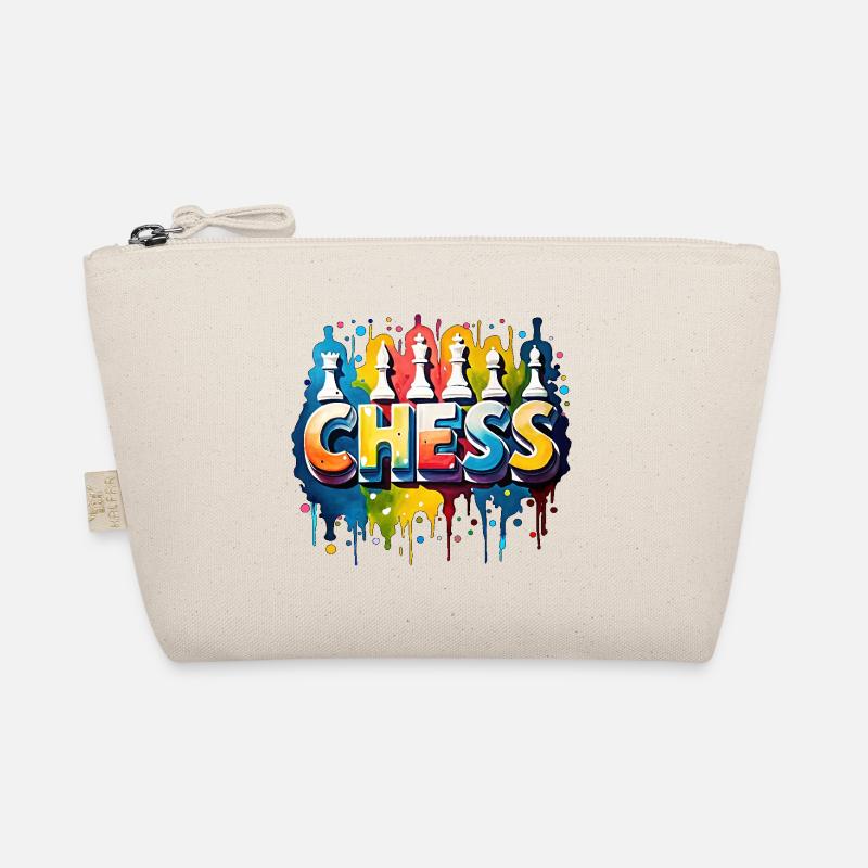 Chess with pieces, color, black border Organic Pouch