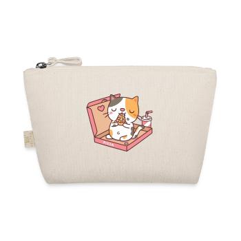 Cute Cat Eating Pizza In Pizza Box - Organic Pouch - nature - Front
