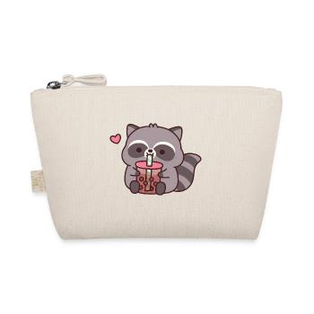 Cute Chubby Raccoon Loves Bubble Tea - Organic Pouch - nature - Front