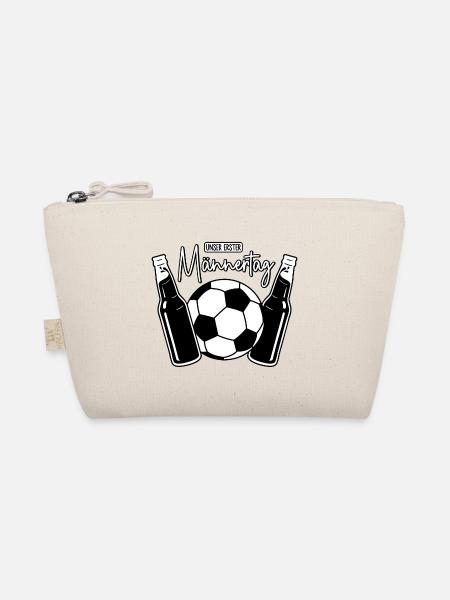 Fußball Papa Sohn Baby - Unser erster Männertag - Bio-Täschchen - Natur - Vorne