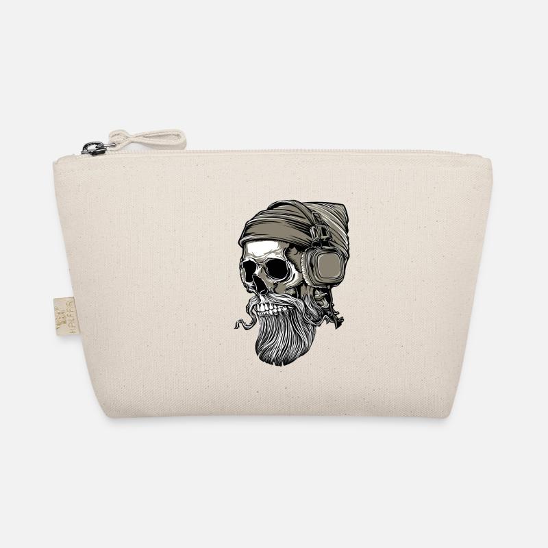 Bart Hipster Skull mit Kopfhörer Bio-Täschchen