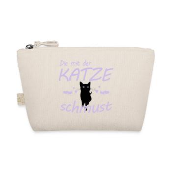 Die mit der Katze schmust Geschenk - Bio-Täschchen - Natur - Vorne
