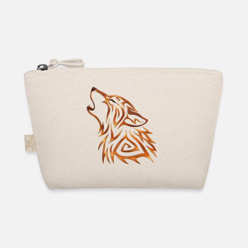 Tribal Wolf Howl Copper Flame - Organic Pouch - nature