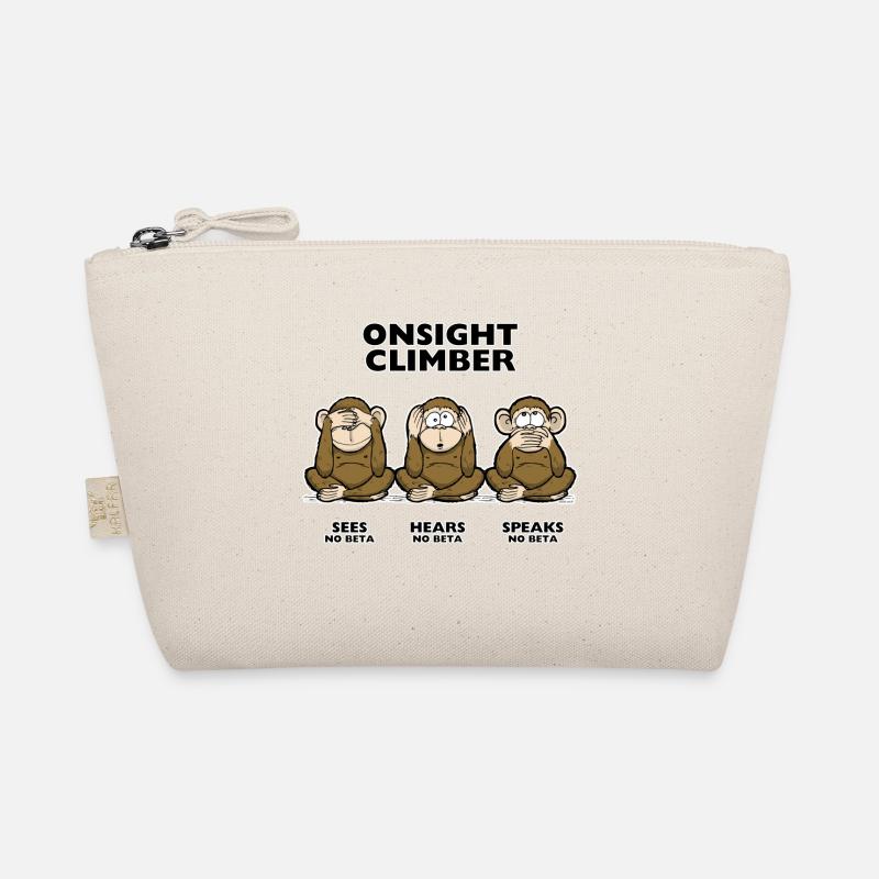 On Sight climber three wise monkey climbing t-shirt Organic Pouch