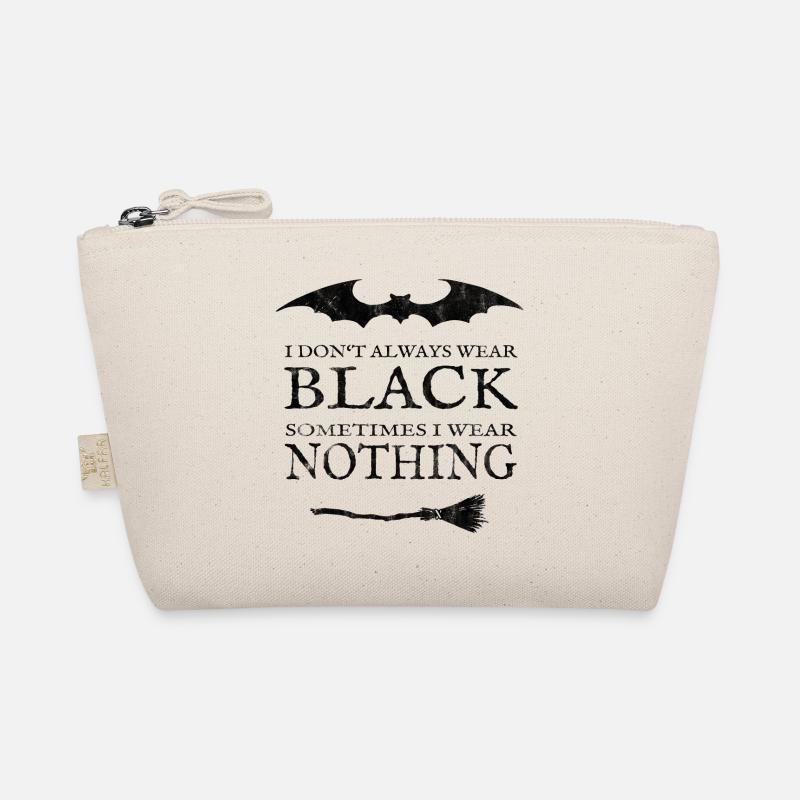 Schwarz oder Nackt. Mit Fledermaus und Besen. Bio-Täschchen