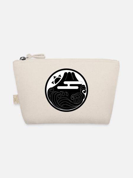 Japanese motif "Fuji and wave" - Organic Pouch - nature - Front