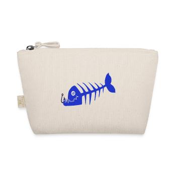 Blue bad fish pirate design. Skull - Organic Pouch - nature - Front