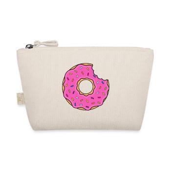 Donut mit Biss in pink mit bunten Zuckerstreuseln - Bio-Täschchen - Natur - Vorne