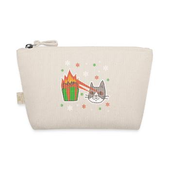 Ugly Christmas Laser Cat Snowflakes Gift - Organic Pouch - nature - Front