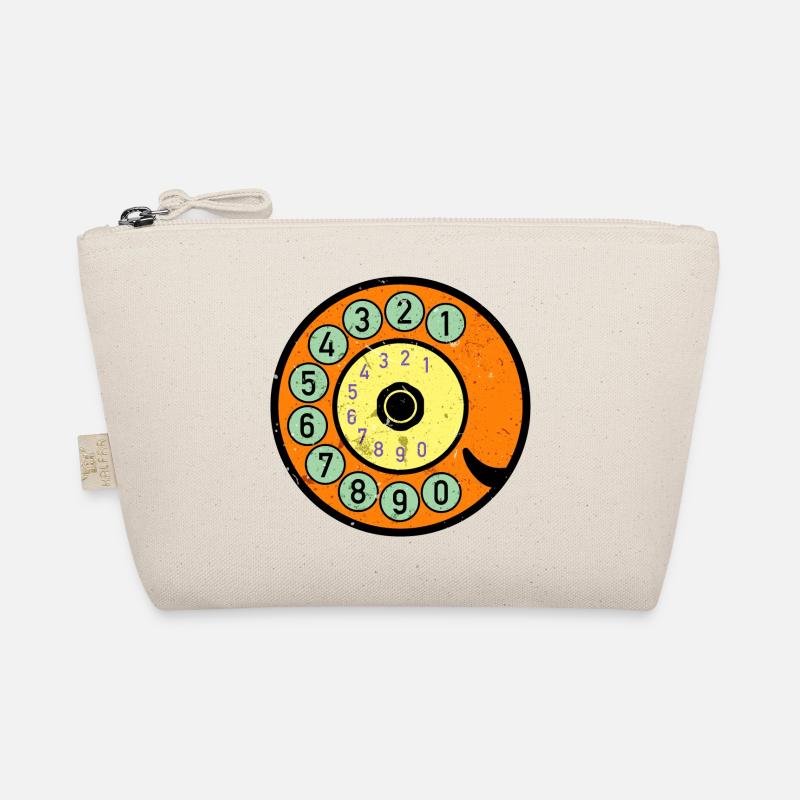 bunte Wählscheibe Vintage Retro Telefon Nostalgie - Bio-Täschchen - Natur
