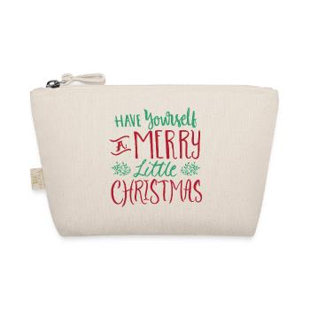 Weihnachten Merry little Christmas Efeu Geschenk - Bio-Täschchen - Natur - Vorne
