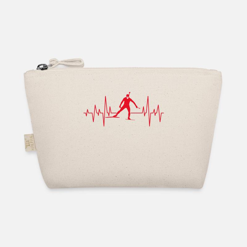 Biathlon Skiing Wintersport Herzschlag Geschenk - Bio-Täschchen - Natur