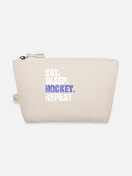 EAT SLEEP HOCKEY REPEAT EISHOCKEY SPRÜCHE GESCHENK - Bio-Täschchen - Natur
