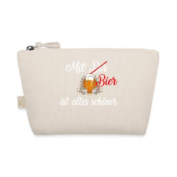 Mit Bier / Bier / Trinken / Party - Bio-Täschchen - Natur - Vorne