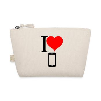 I love Handy und Smartphone - Bio-Täschchen - Natur - Vorne