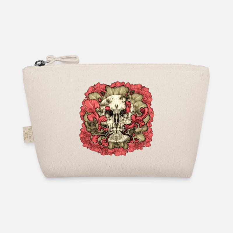 Tattooed Skull Flower Organic Pouch