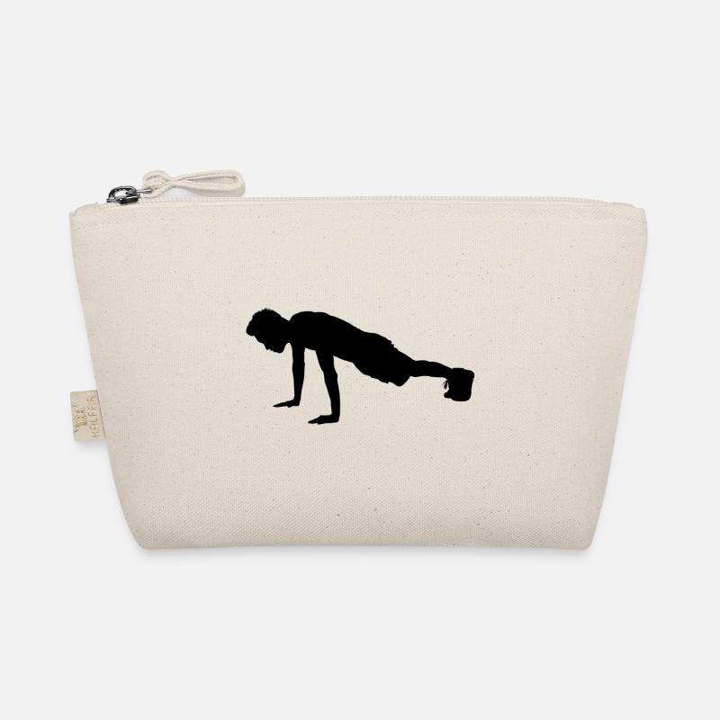fitness liegestütze Mann Training Silhouette - Bio-Täschchen - Natur