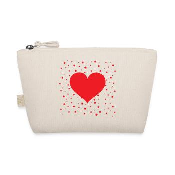 Red heart with little stars in the background - Organic Pouch - nature - Front
