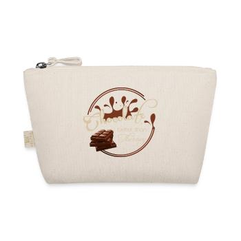 Funny "Chocolate - better than therapy!" t-shirt - Organic Pouch - nature - Front