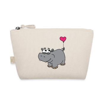 Hippopotamus with heart balloon - Organic Pouch - nature - Front