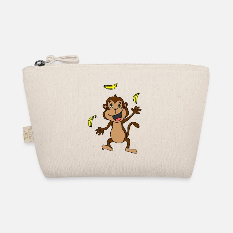 Animal motif monkey juggles with bananas Organic Pouch