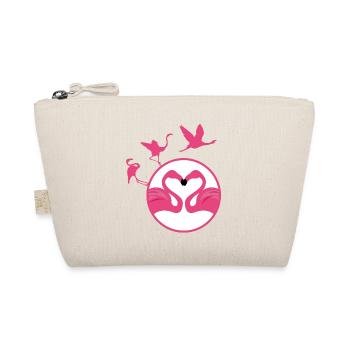 Rosa Flamingos Herz - Bio-Täschchen - Natur - Vorne