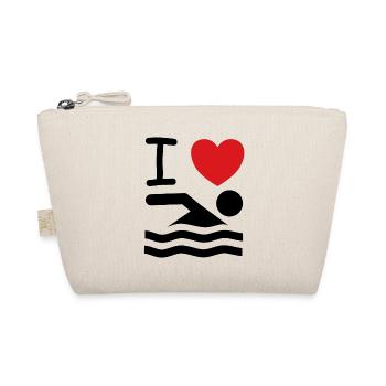 I Love Schwimmen Spruch Geschenk Idee - Bio-Täschchen - Natur - Vorne