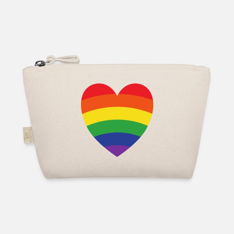 Regenbogenherz | LGBT | Geschenkidee - Bio-Täschchen - Natur