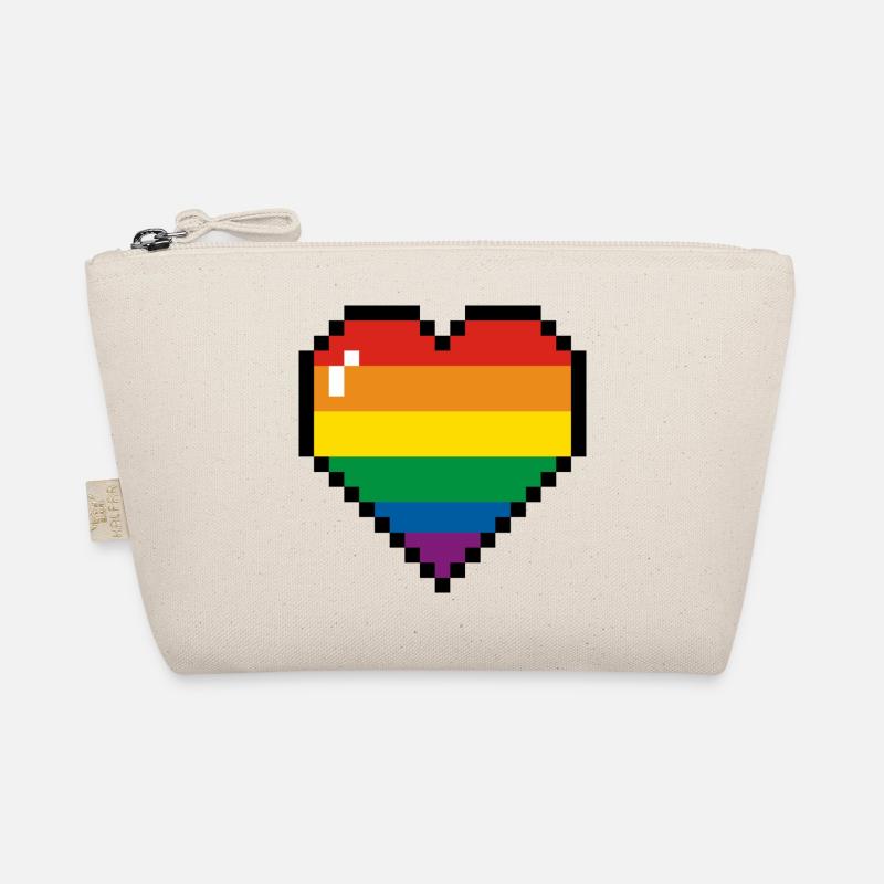 Regenbogenherz - Bio-Täschchen - Natur