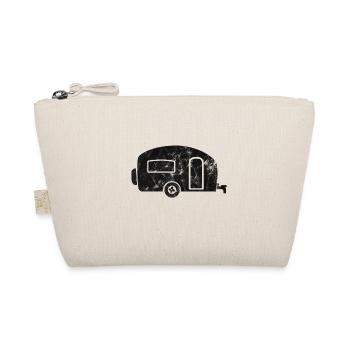 Wohnwagen schwarz distressed Camping Geschenk - Bio-Täschchen - Natur - Vorne