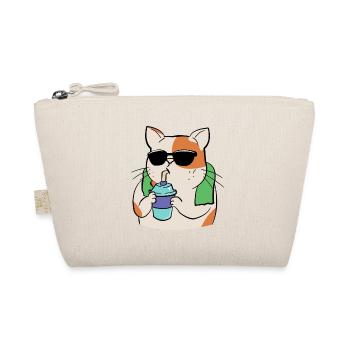 Cat playing sports with drinking cup and towel - Organic Pouch - nature - Front