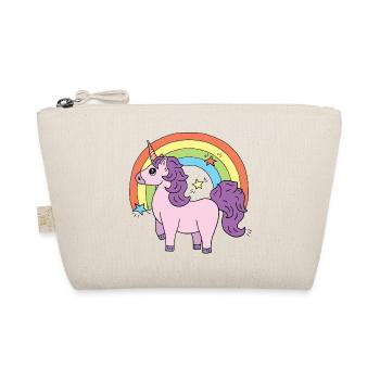 Unicorn Elsbeth in front of a rainbow - Organic Pouch - nature - Front