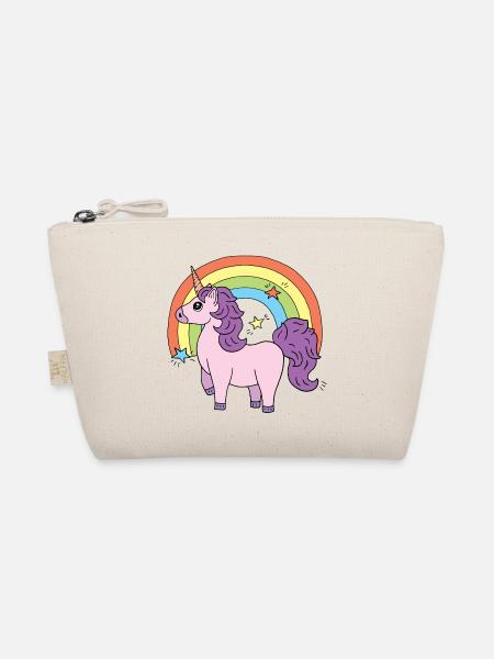 Einhorn Elsbeth vor einem Regenbogen - Bio-Täschchen - Natur