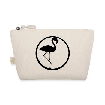 black circle round logo silhouette outline flamingo - Organic Pouch - nature - Front