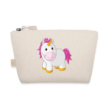 Pinkes glückliches Comic Einhorn - Bio-Täschchen - Natur - Vorne