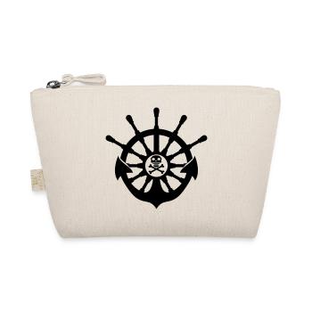 pirat logo ruder lenkrad anker boot schiff schwimm - Bio-Täschchen - Natur - Vorne