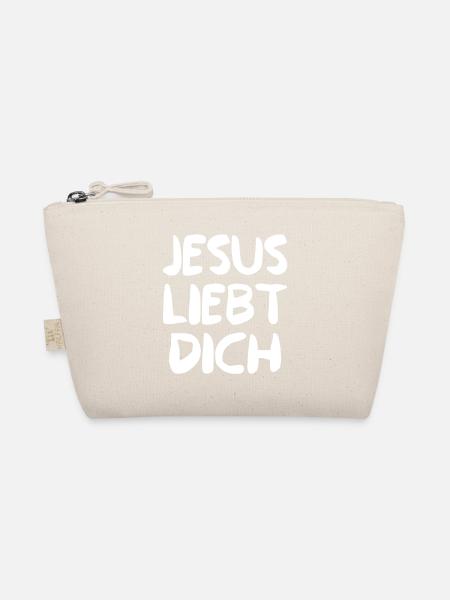 Jesus Liebt Dich Schriftzug - Bio-Täschchen - Natur