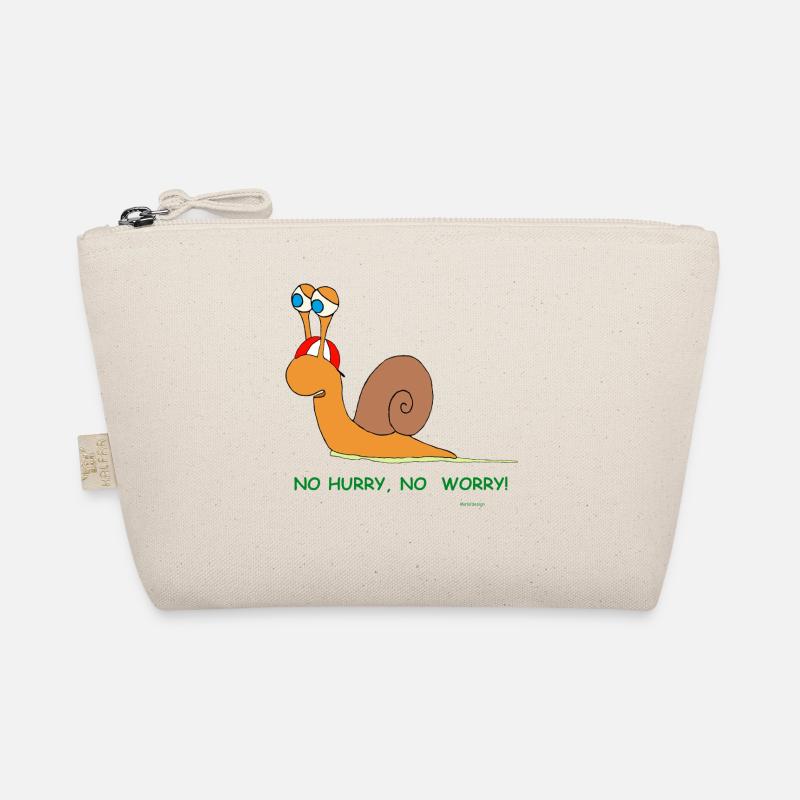 Humorvolle Schnecke mit Spruch - relaxed - Bio-Täschchen - Natur