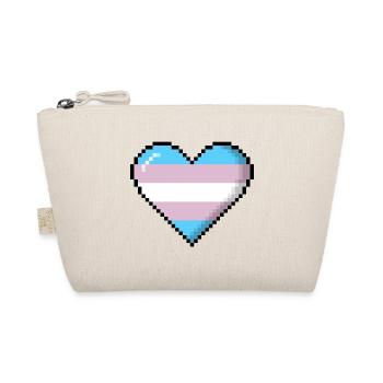 Transgender Pride 8Bit Pixel Heart - Organic Pouch - nature - Front