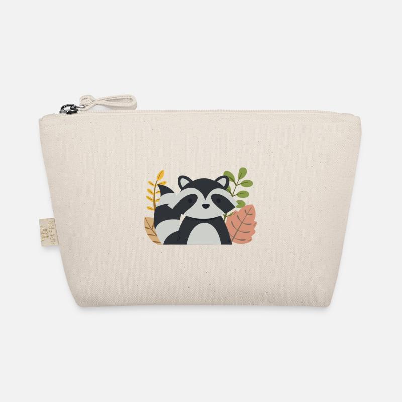 Kawaii Waschbär mit Herbstblättern – Cute Forest Bio-Täschchen