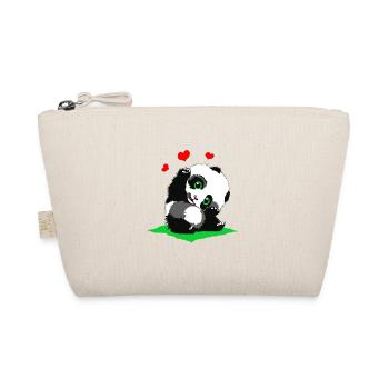 Cuddly panda with hearts - Organic Pouch - nature - Front