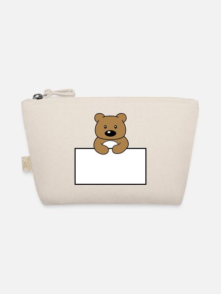 name schild rahmen text schreiben teddy grizzly ba - Bio-Täschchen - Natur - Vorne