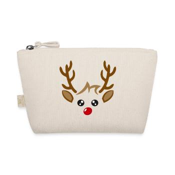 Cute reindeer face boy Christmas Xmas - Organic Pouch - nature - Front